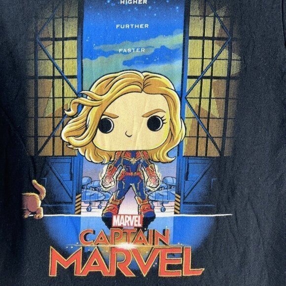 Funko Captain Marvel Shirt Womens Small Black Fitted Tee - Picture 2 of 7